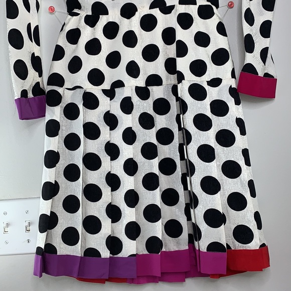 Gillian 100% silk polka dot drop waist dress - Picture 3 of 13